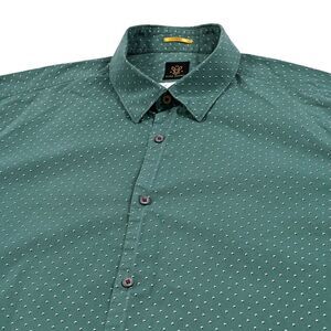 Rare Rabbit Men's Button Up Long Sleeve Shirt Geometric Green Business Casual XL